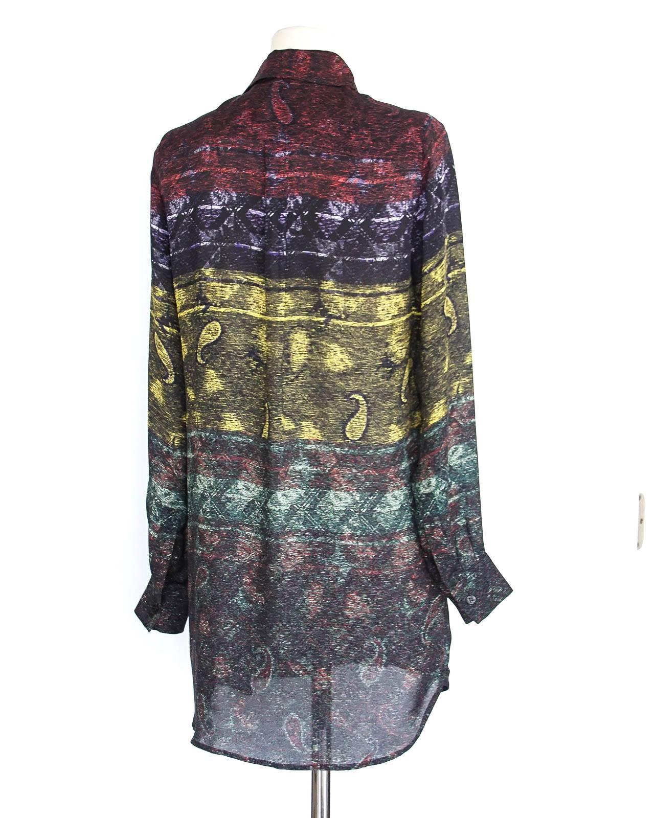 Women's Mary Katrantzou Top Silk Tunic Paisley Design XS For Sale