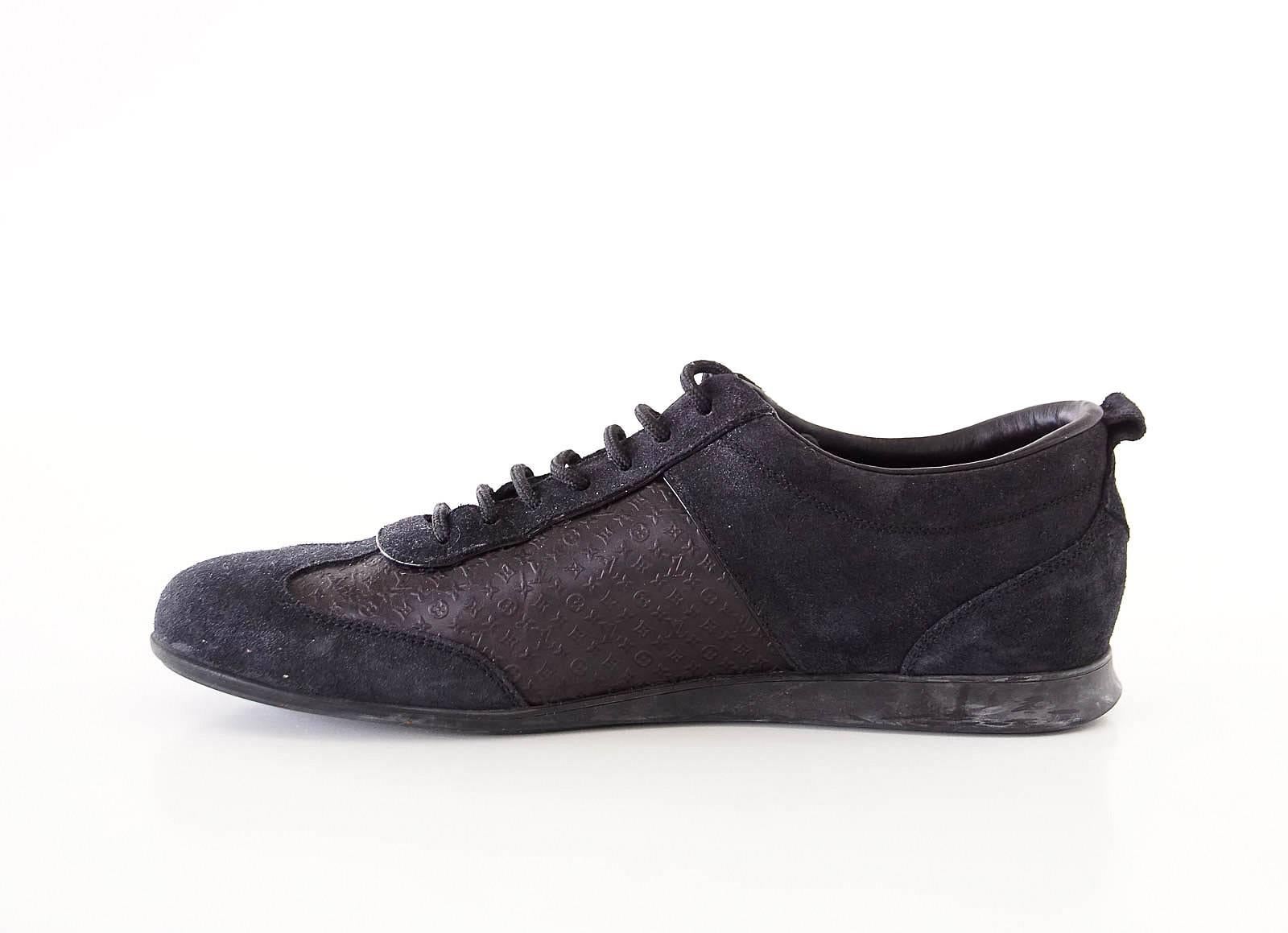 Women's Louis Vuitton Sneaker Monogram Leather Black Suede  39 / 9