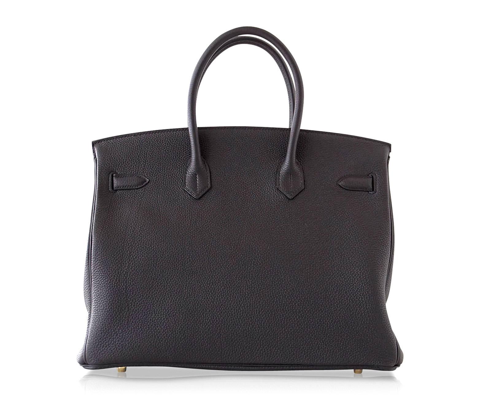 Women's Hermes Birkin 35 Bag Sleek Black Togo Gold Hardware