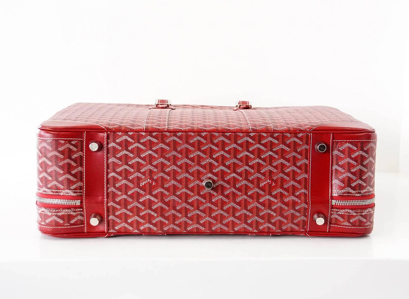 Women's or Men's Goyard Soft Red Signature Monogram Majordome 50 Palladium Fittings Suitcase 