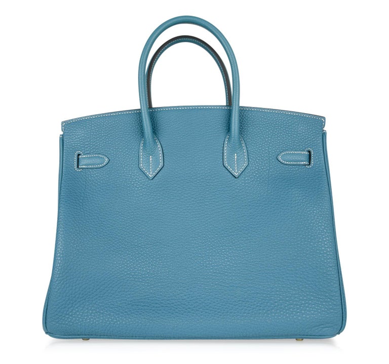 Hermes Birkin 35 Bag Iconic Blue Jean Togo Gold Hardware Rare For Sale ...
