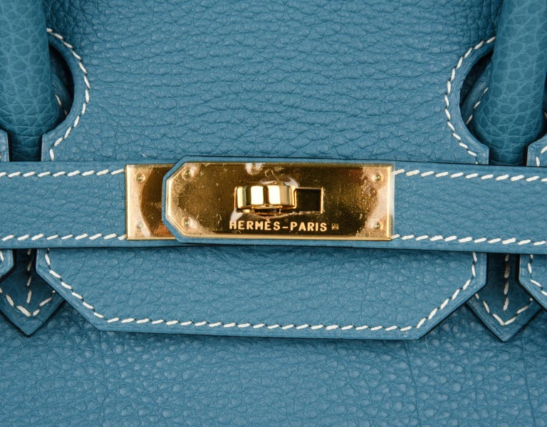 Hermes Birkin 35 Bag Iconic Blue Jean Togo Gold Hardware Rare For Sale ...