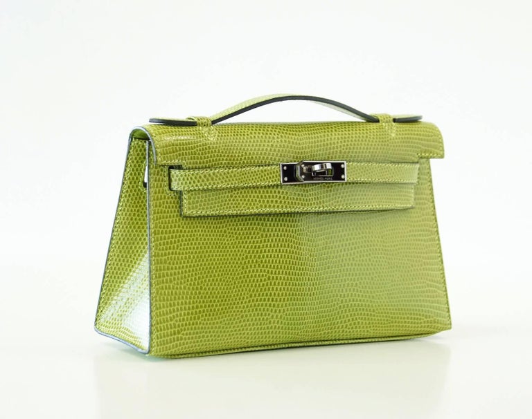 Hermes Kelly Pochette Bag In Vert Amande Epsom Leather 