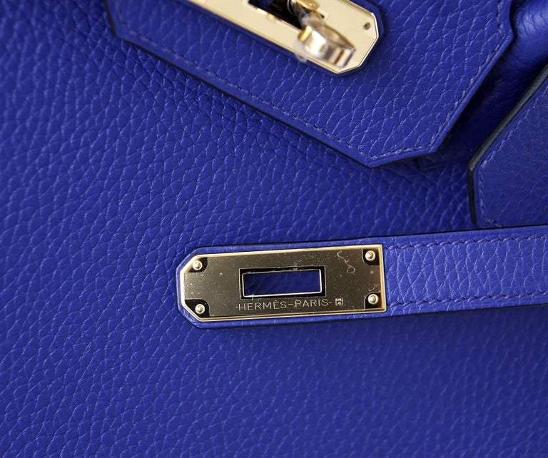 Hermes Birkin 30 Bag Blue Electric Clemence Gold Hardware For Sale at ...