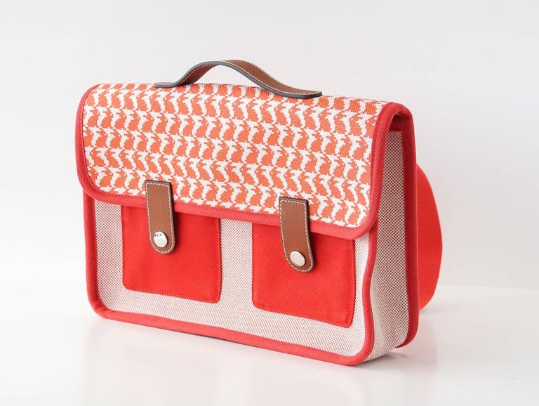 Hermes Bag Animaux Pixel Backpack Printed Red Canvas Limited Edition at