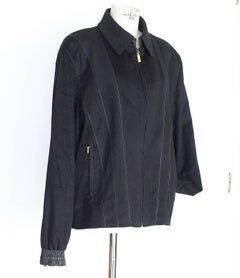 Zilli Men's Cashmere Black Jacket Leather Details Bomber 56