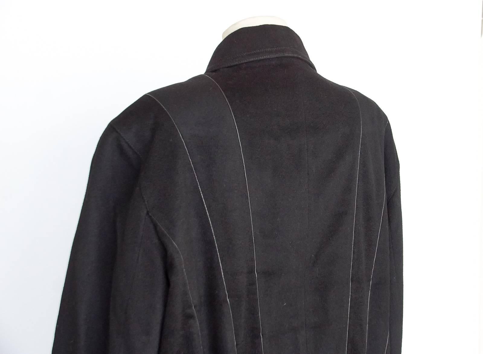Zilli Men's Cashmere Black Jacket Leather Details Bomber 56 4