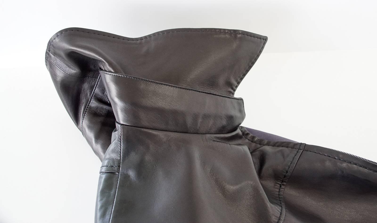 Zilli Men's Leather Jacket Black Weightless Lambskin Silk Lining 56 In Excellent Condition In Miami, FL