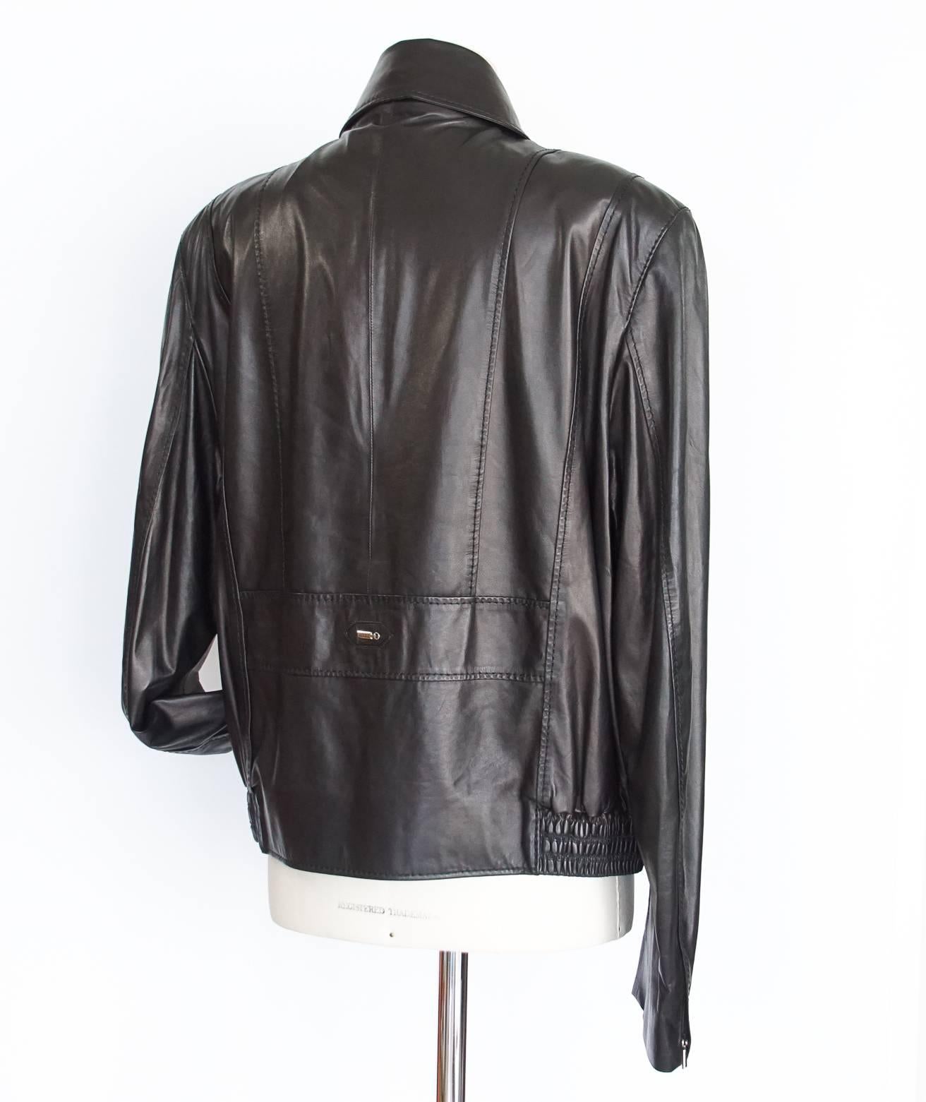 Zilli Men's Leather Jacket Black Weightless Lambskin Silk Lining 56 1