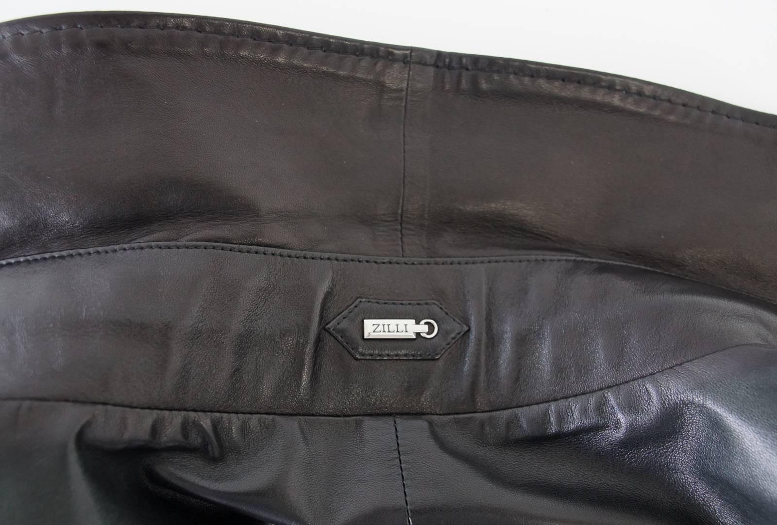 Zilli Men's Leather Jacket Black Weightless Lambskin Silk Lining 56 2