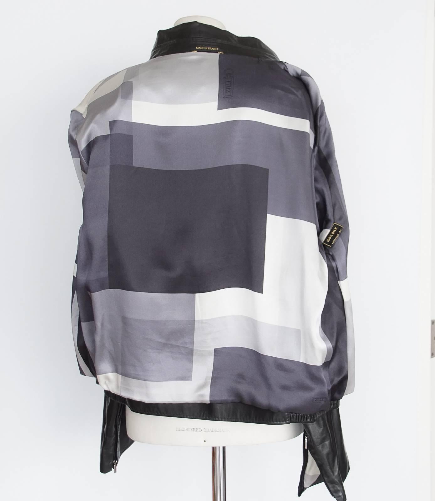 Zilli Herren-Lederjacke aus schwarzem, gewichtslosem Lammfell und Seidenfutter 56 3