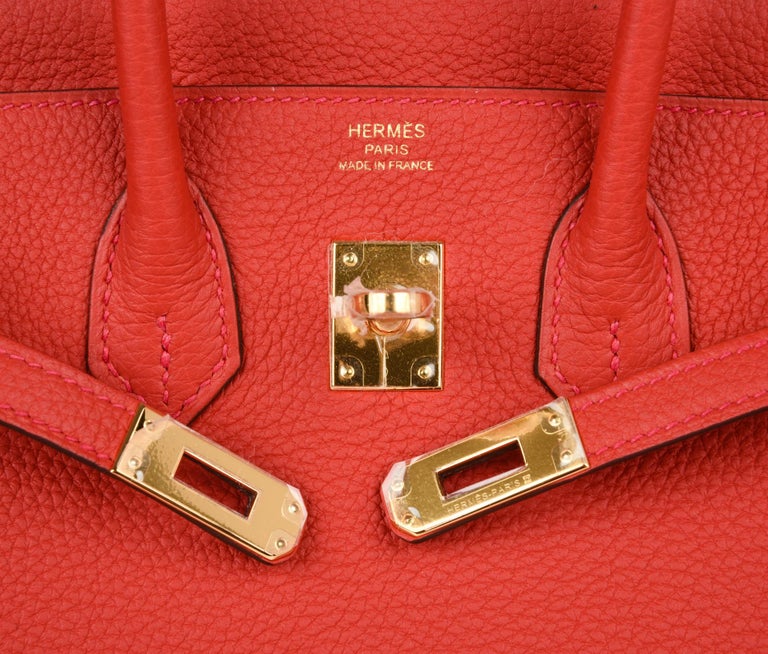 Hermes Birkin Bag 25 Geranium Red Gold Hardware Togo Leather at 1stDibs ...