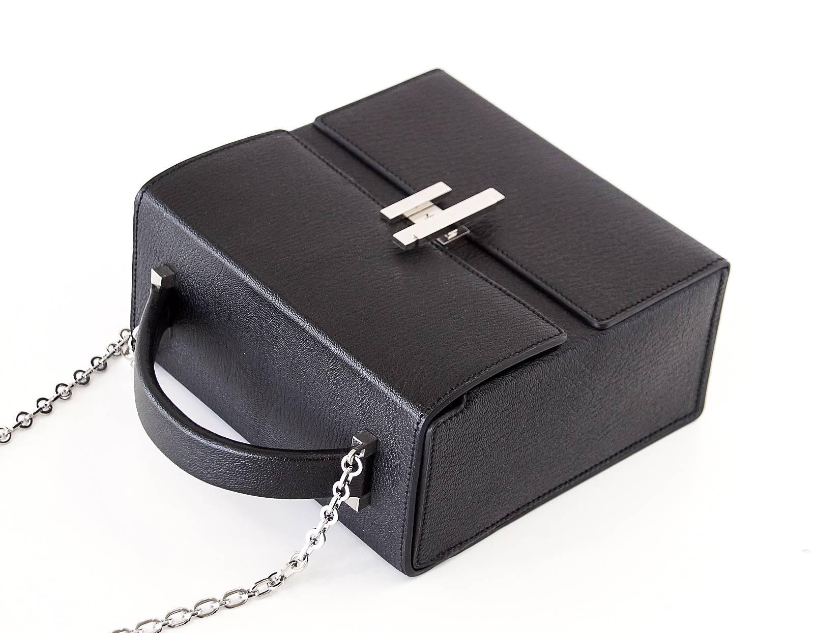 Women's or Men's Hermes Cinhetic Runway Black Chevre Palladium Limited Edition Bag