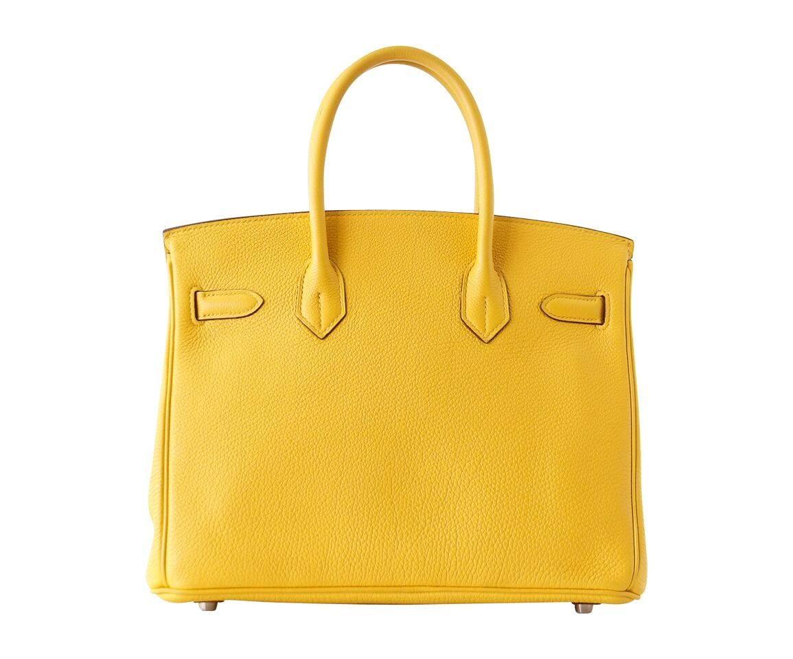 Hermes Birkin 30 Bag Soleil Sun Yellow Togo Palladium Hardware  In Excellent Condition In Miami, FL