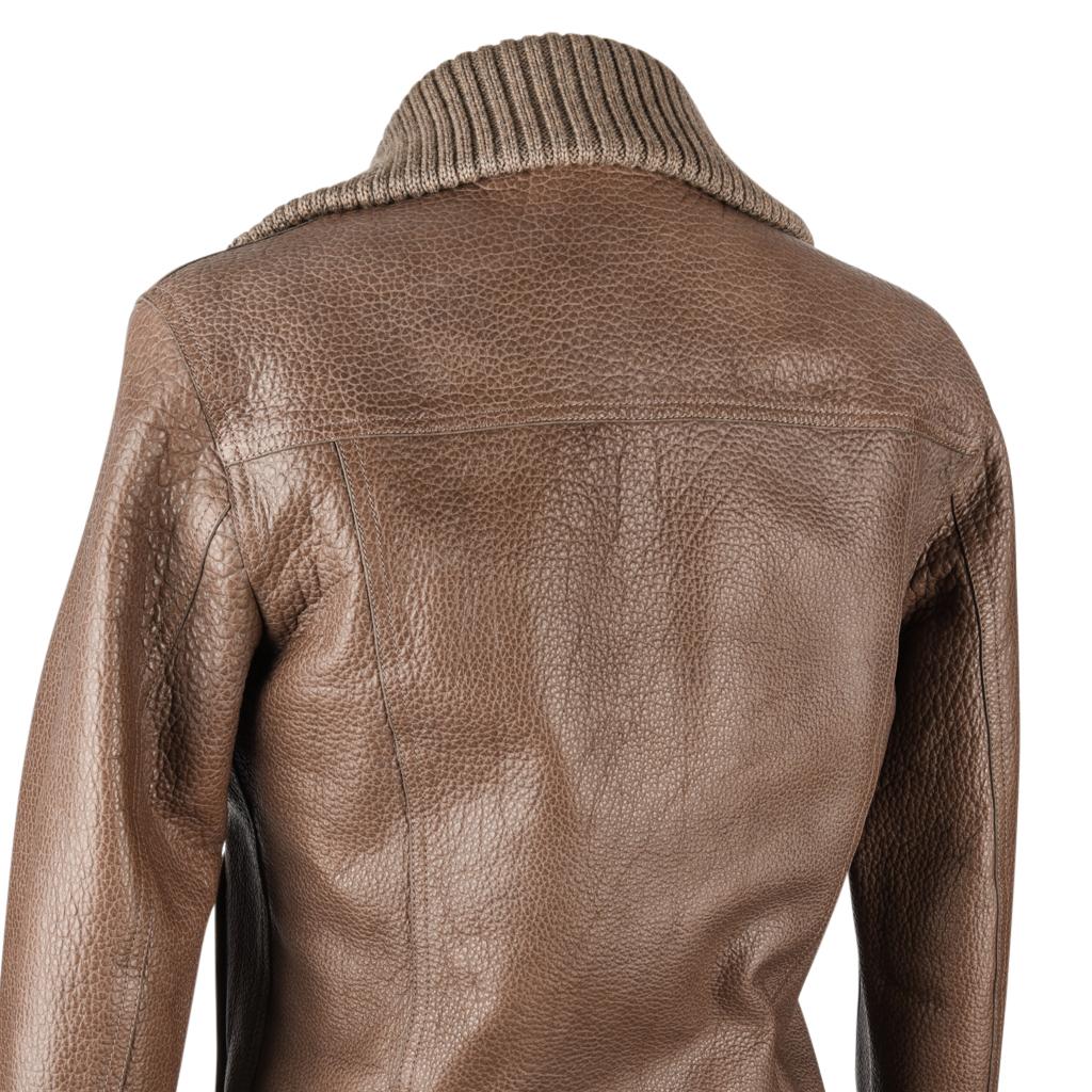 Hermes Jacket Taupe Bison Leather Bomber 38 / 4 For Sale 2