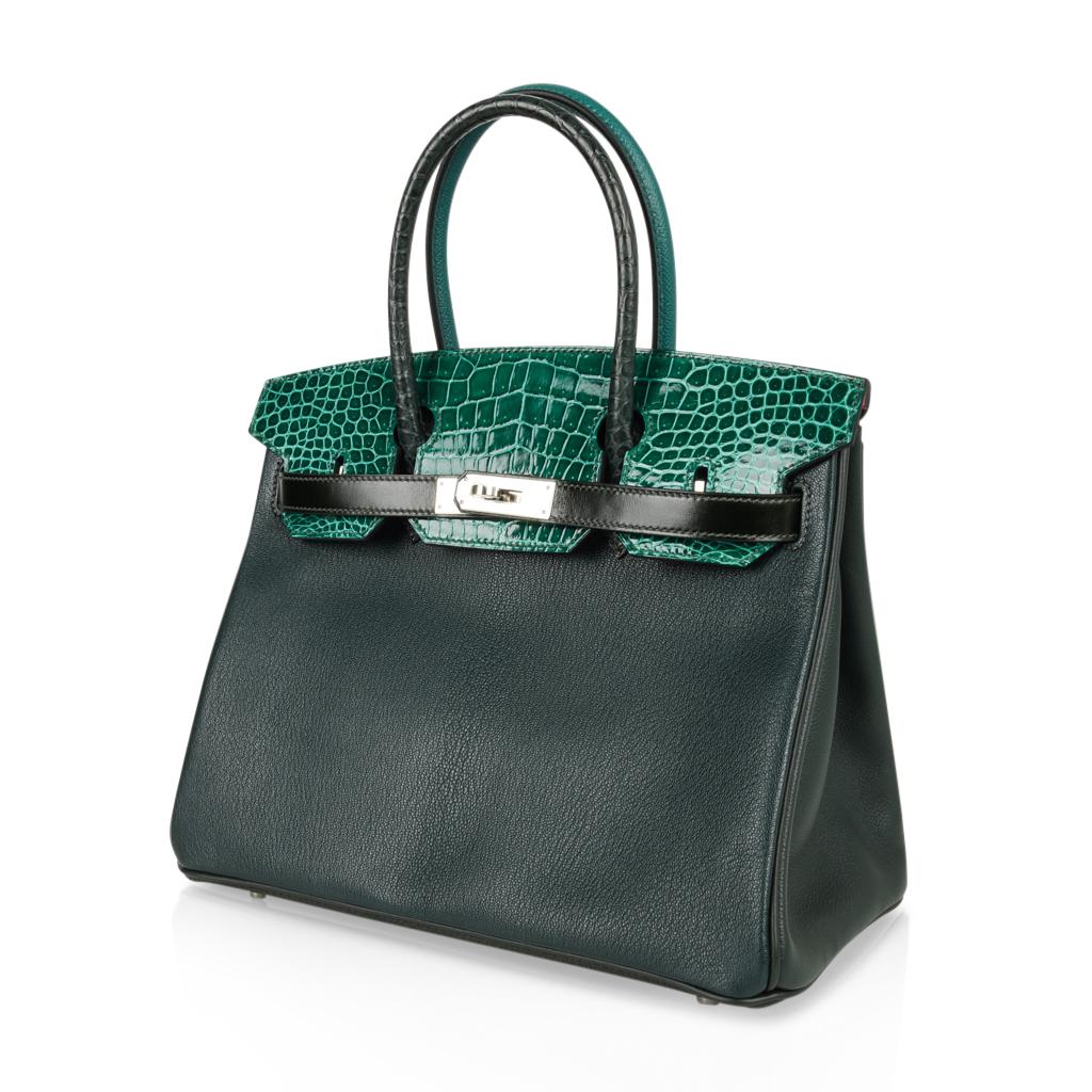 Hermes Birkin 30 Bag Limited Edition Camouflage Emerald Green Crocodile 5