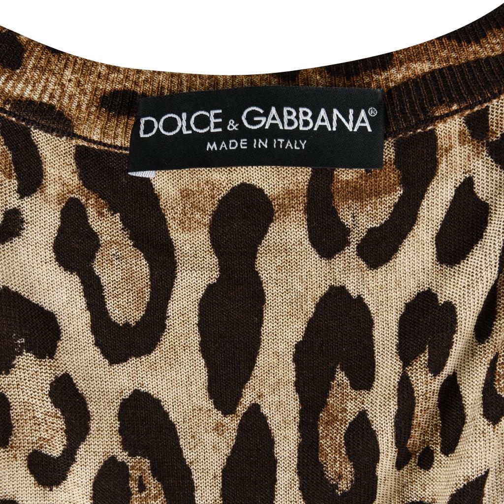 Dolce&Gabbana Cardigan Leopard Print Silk Sweater 46 Fits 8 1