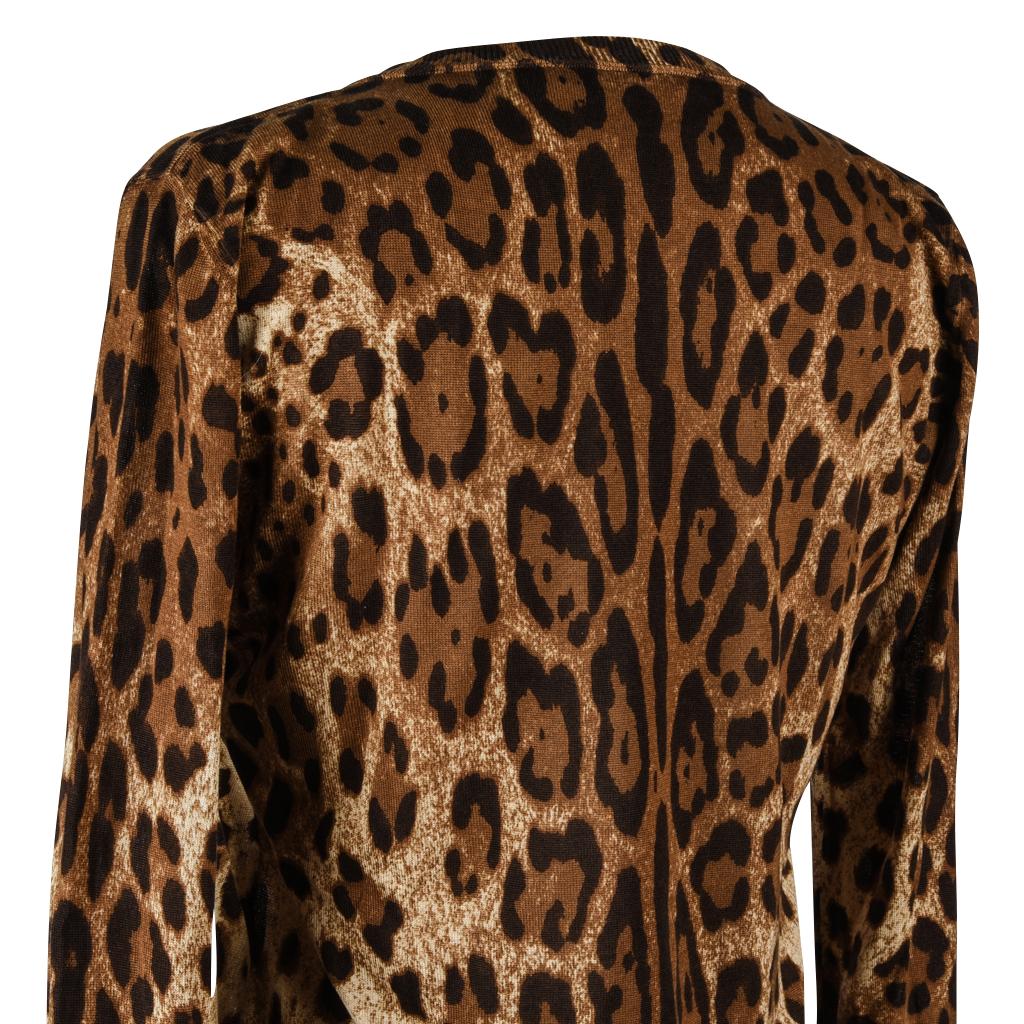 Women's Dolce&Gabbana Cardigan Leopard Print Silk Sweater 46 Fits 8