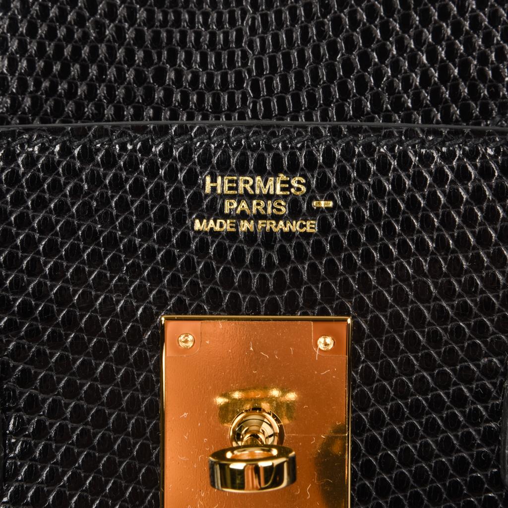 Hermes 30 Birkin Bag Black Lizard Gold Hardware SELTEN im Zustand „Neu“ in Miami, FL