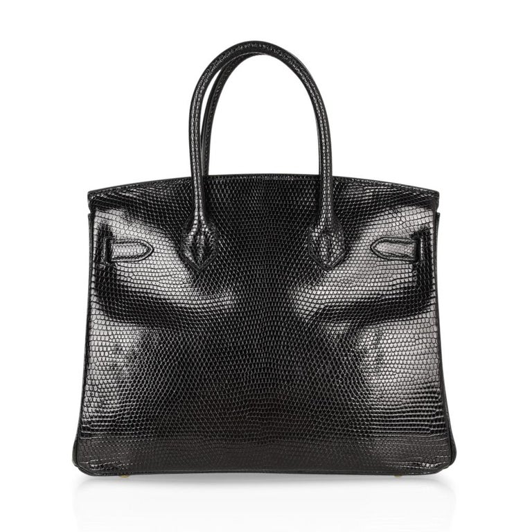 Hermes 30 Birkin Bag Black Lizard Gold Hardware RARE For Sale at 1stdibs