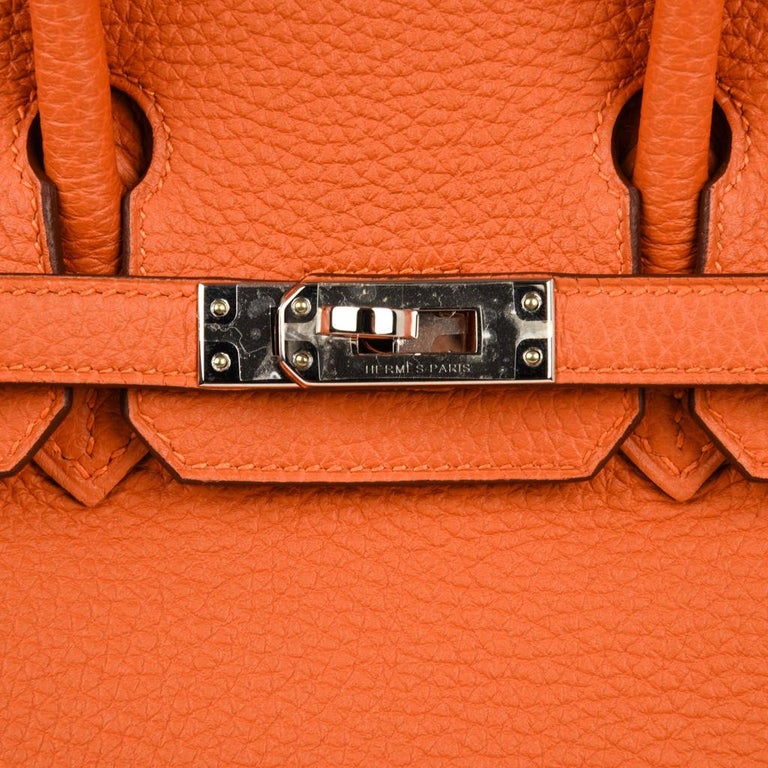 Hermes Birkin Handbag Orange Swift with Palladium Hardware 25 Orange 2158601