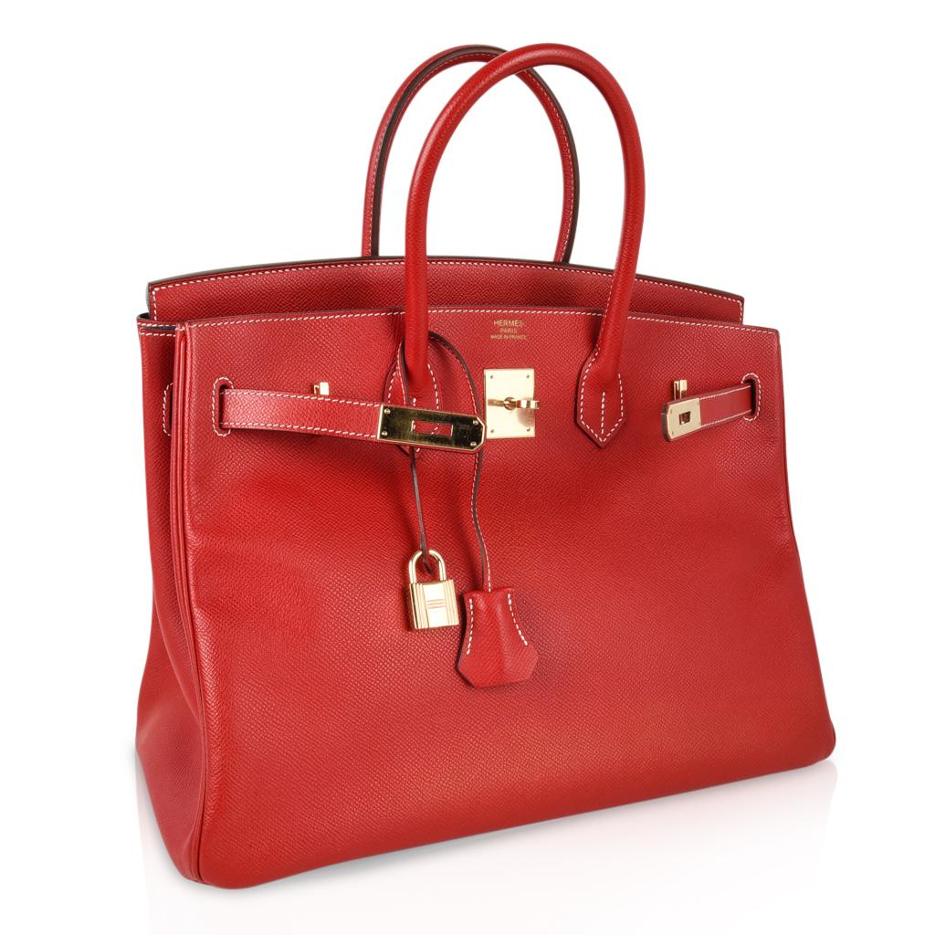 Hermes Rouge Casaque Candy Limited Edition Epsom Birkin 35 Bag  In Good Condition In Miami, FL