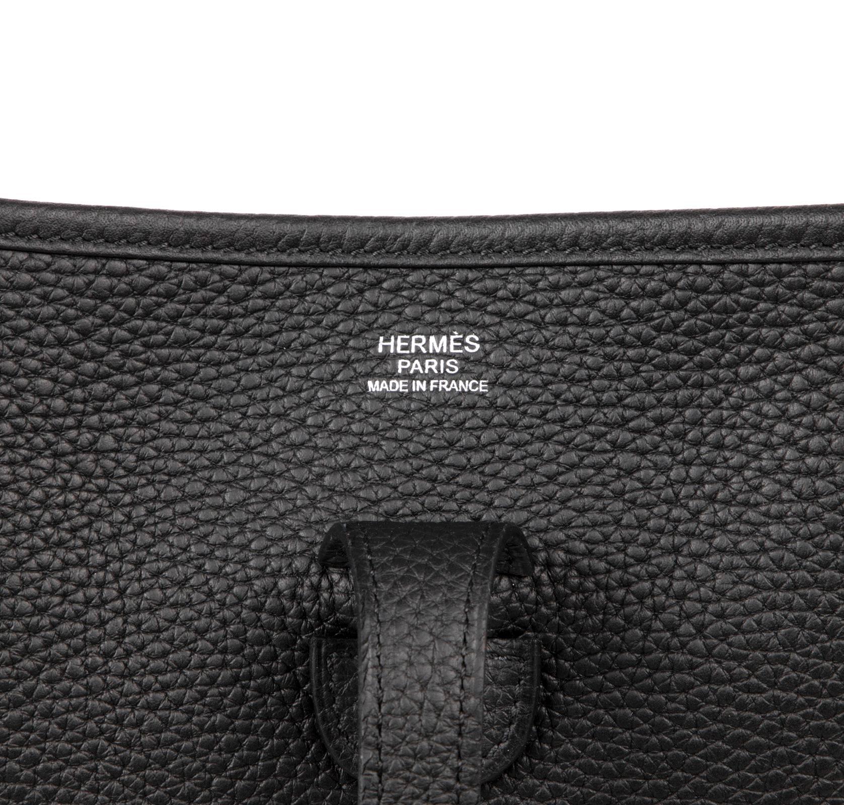 Hermes Bag Evelyne PM Black Clemence Palladium Hardware 1