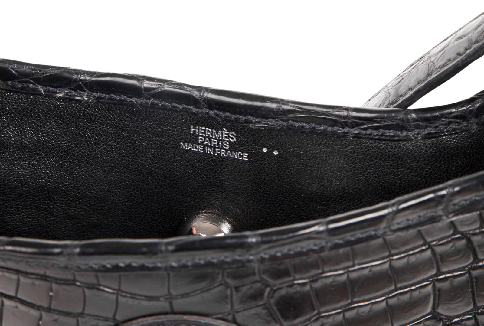 Hermes Vespa TPM Matte Black Crocodile Crossbody Shoulder Bag 2