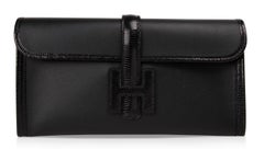 Hermes Jige Elan Bag Black Swift w/ Lizard Clutch New