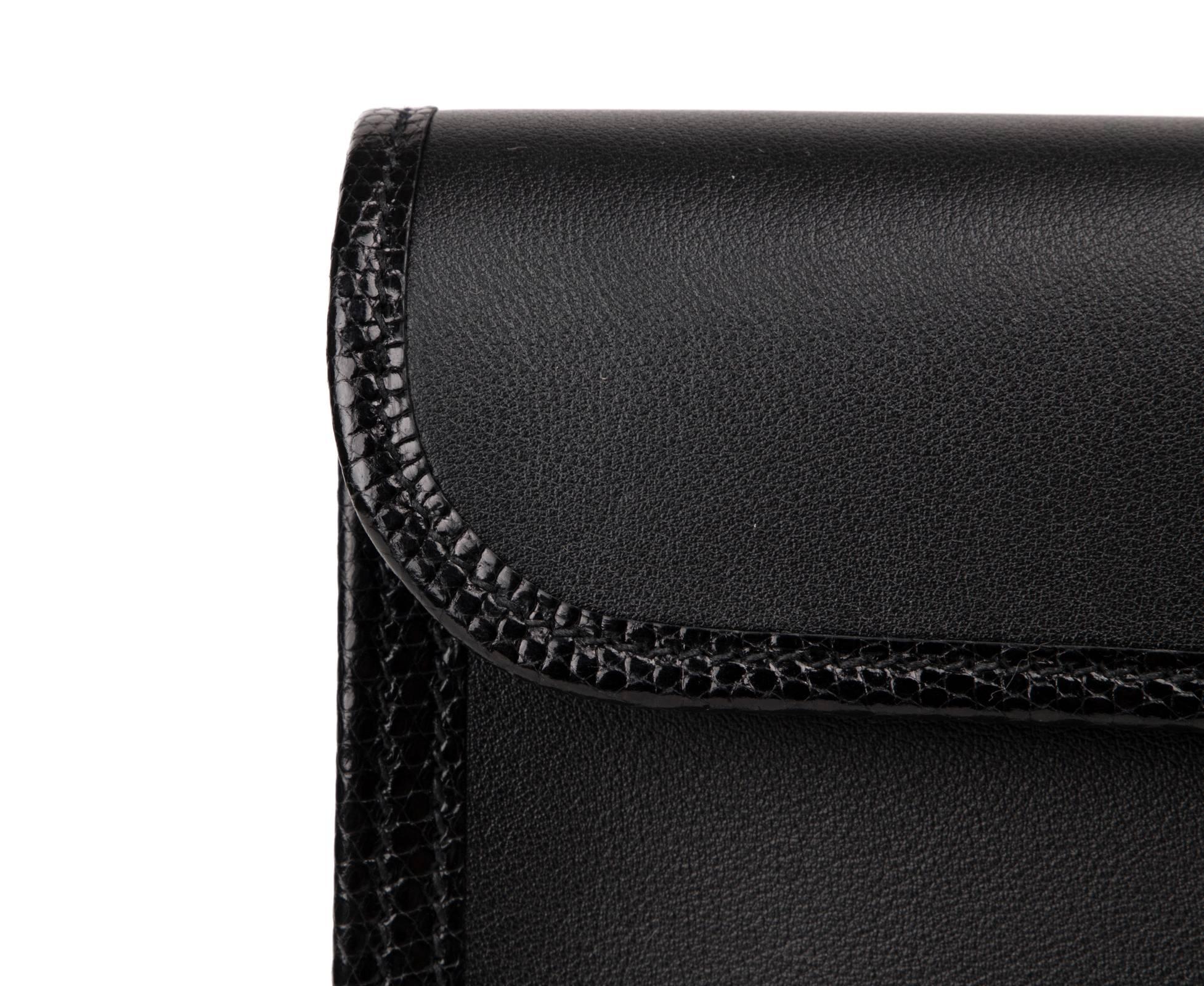 Women's Hermes Jige Elan Bag Black Swift w/ Lizard Clutch New