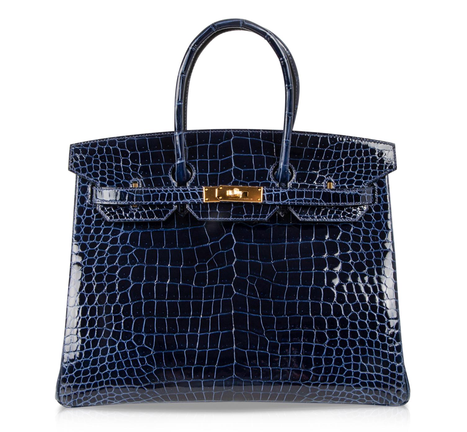 Hermes Birkin 35 Bag Blue Sapphire Porosus Crocodile Gold Hardware at ...