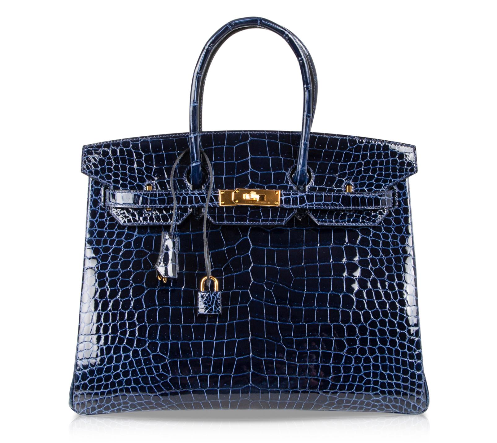 Hermes Birkin 35 Bag Blue Sapphire Porosus Crocodile Gold Hardware 1