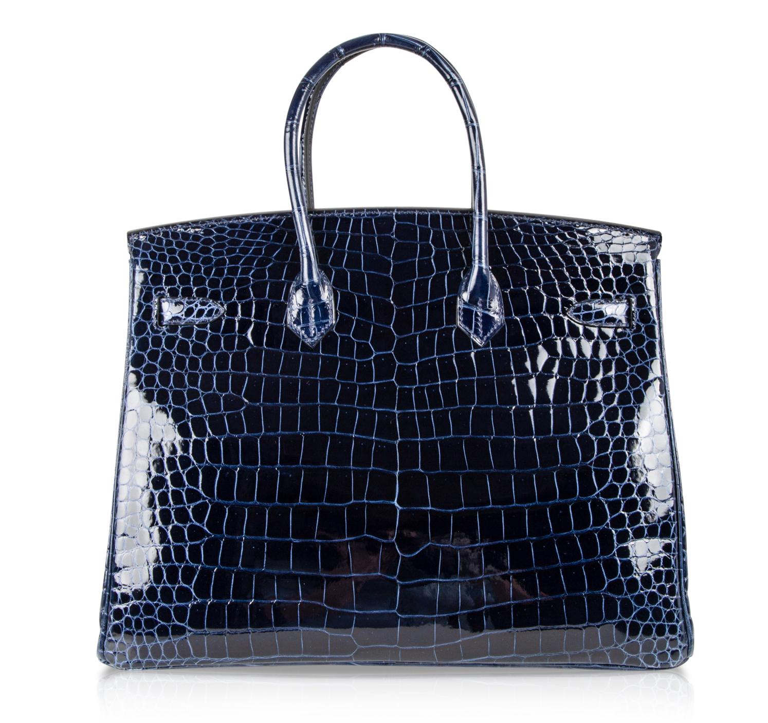 Hermes Birkin 35 Bag Blue Sapphire Porosus Crocodile Gold Hardware 2