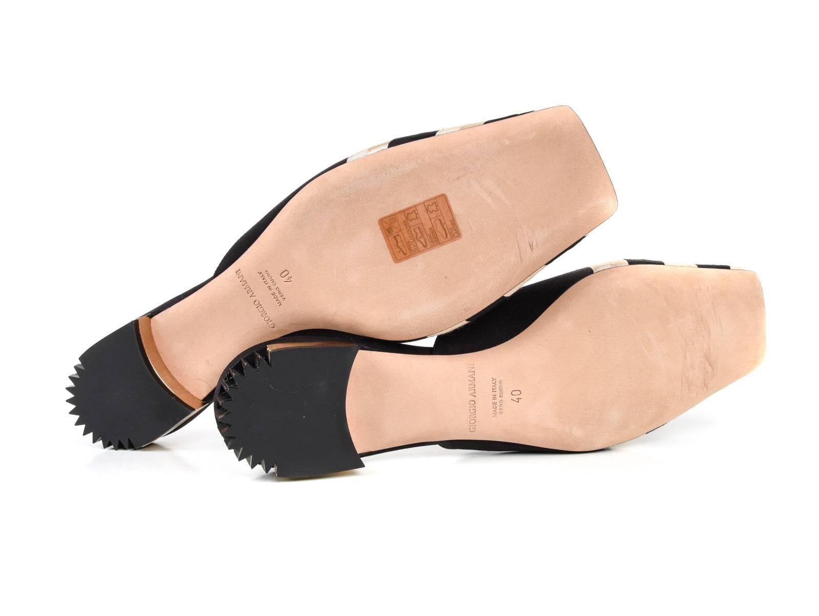 Giorgio Armani Shoe Black Gold Striped Slide Beautiful Heel 40 / 10 New 4