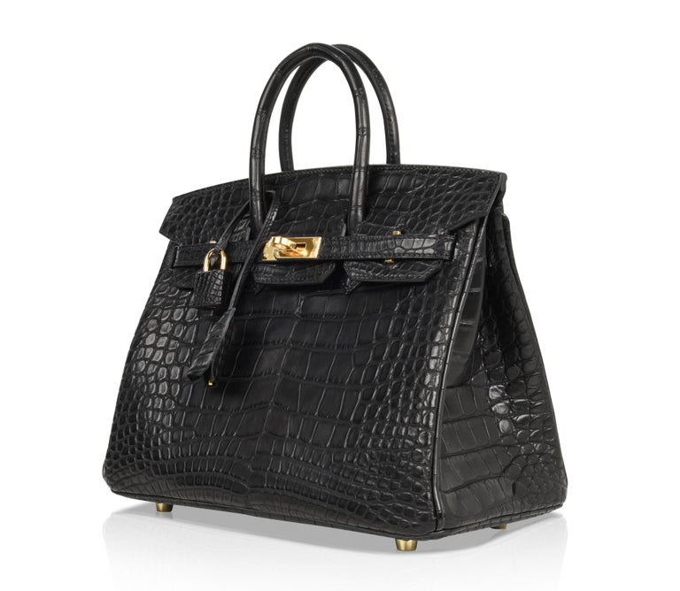 Hermes Birkin 25 Black Matte Alligator Bag Gold Hardware – Mightychic