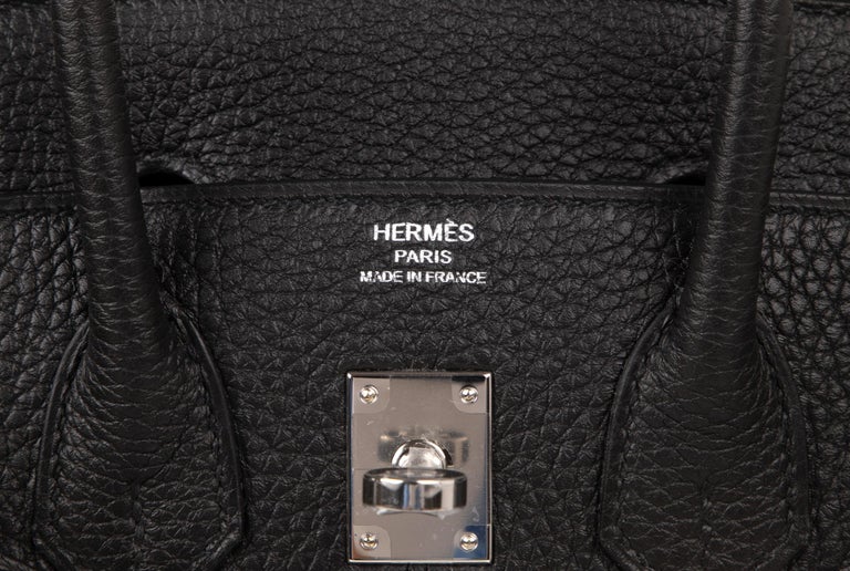 Hermes Birkin 25 Bag Black Palladium Hardware Togo Leather • MIGHTYCHIC • 