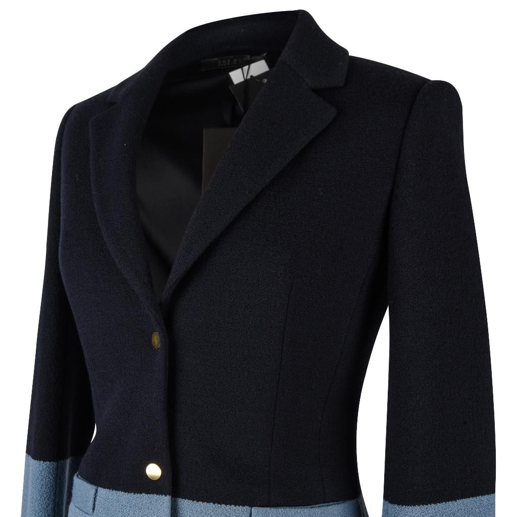 Black The Row Jacket Rich Navy and Slate Blue Single Breast 4 