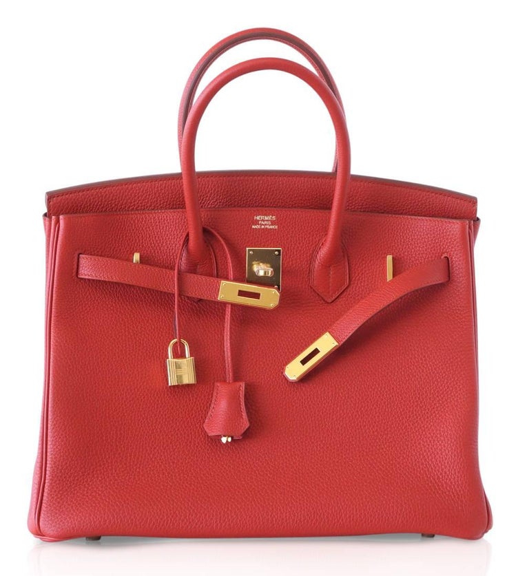 Hermes Birkin 35 Bag Vermillion Red Togo Gold Hardware For Sale at 1stdibs