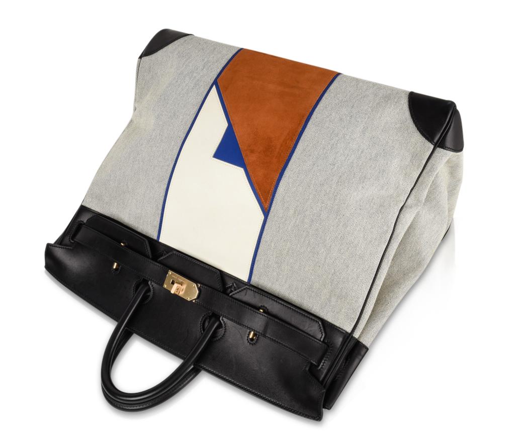 Hermes Birkin 50 Bag Limited Edition Flag Hac Leather Suede Toile Permabrass In Excellent Condition In Miami, FL