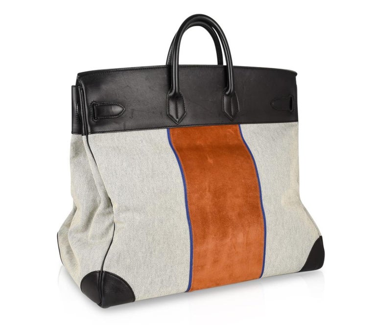 Hermes Birkin 50 Bag Limited Edition Flag Hac Leather Suede Toile  Permabrass at 1stDibs