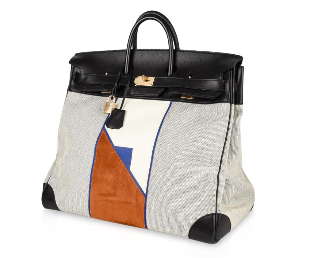 Women's or Men's Hermes Birkin 50 Bag Limited Edition Flag Hac Leather Suede Toile Permabrass 