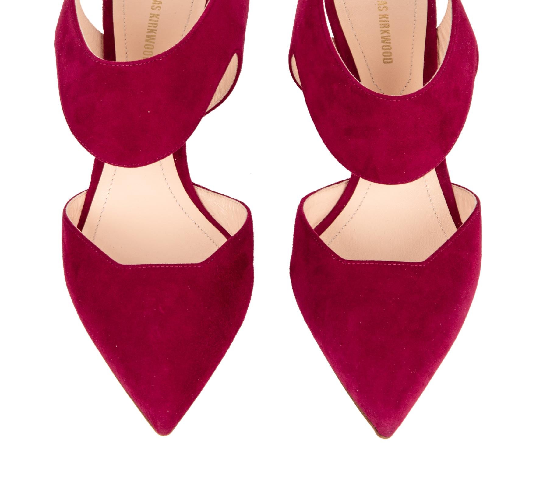 Women's Nicholas Kirkwood Shoe Leda Suede Red Rich Claret 38 / 8 New w/ Box