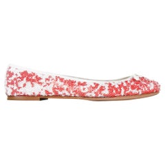 Giuseppe Zanotti Shoe Ballet Flat White and Red Sequins 38.5 / 8.5