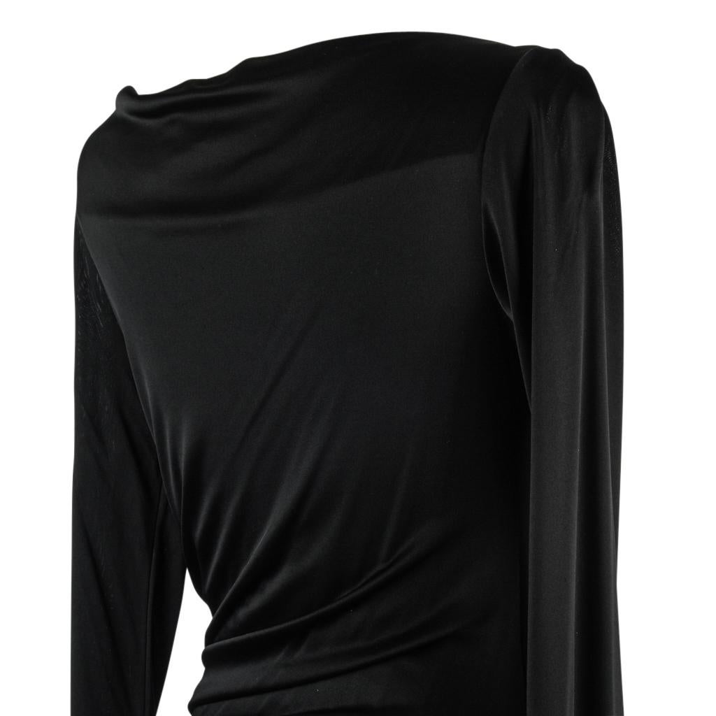 Versace Dress Black Side Drawstring Rouching Asymmetrical Length 44 / 8 4