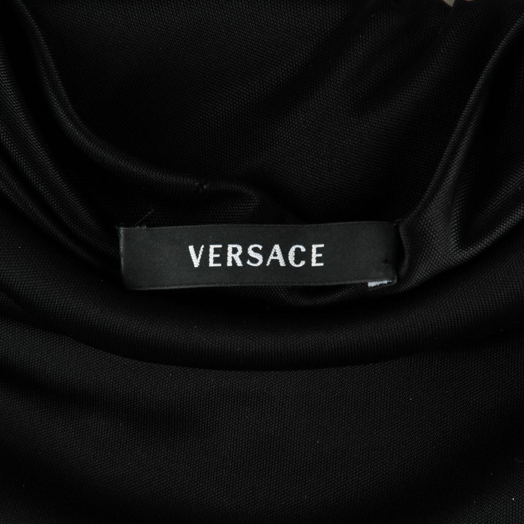 Versace Dress Black Side Drawstring Rouching Asymmetrical Length 44 / 8 5