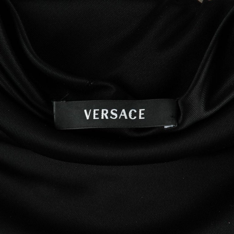 Versace Dress Black Side Drawstring Rouching Asymmetrical Length 44 / 8 ...