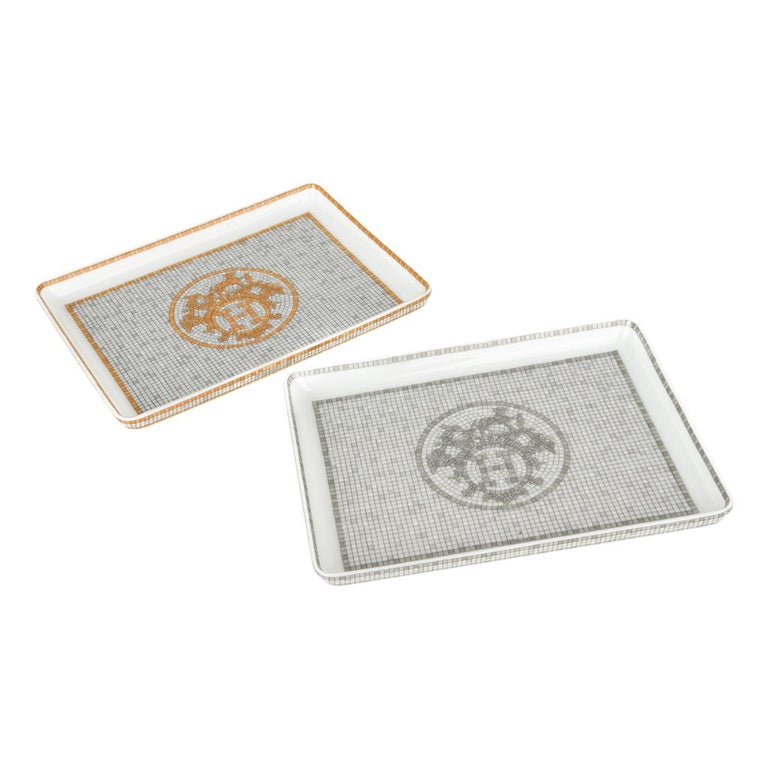 Hermes Sushi Plate Mosaique au 24 Platinum Small Model Porcelain at 1stDibs hermes plates