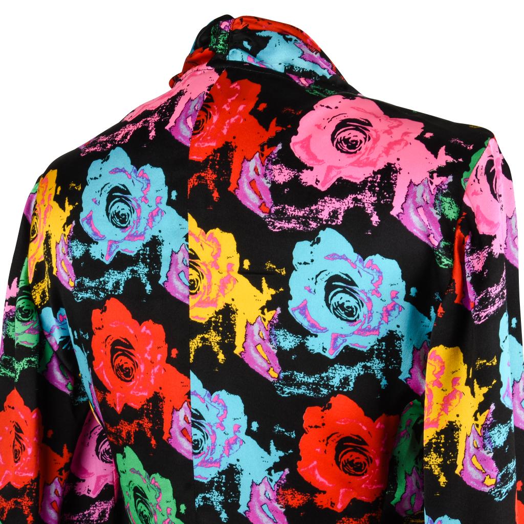Emanuel Ungaro Vintage Blouse Floral Print Top fits 6 In Excellent Condition For Sale In Miami, FL