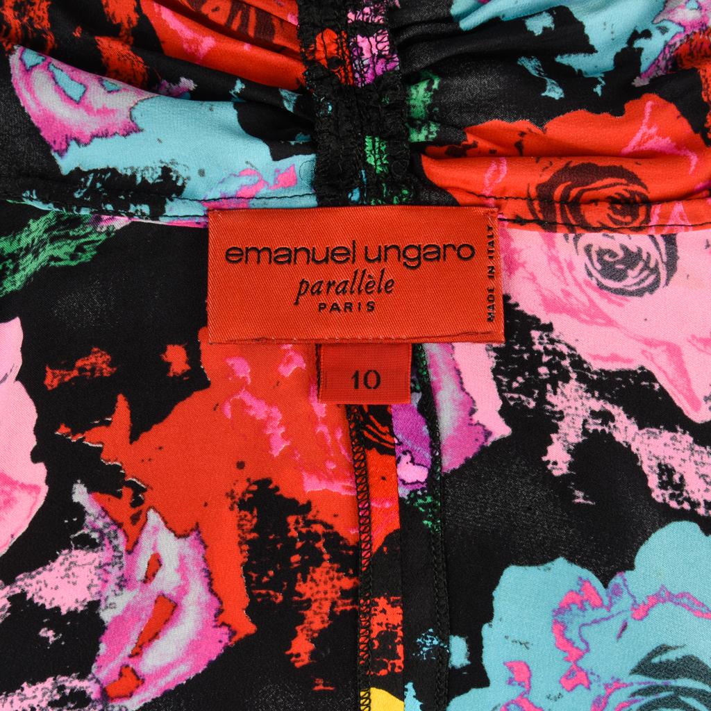 Emanuel Ungaro Vintage Blouse Floral Print Top fits 6 For Sale 1