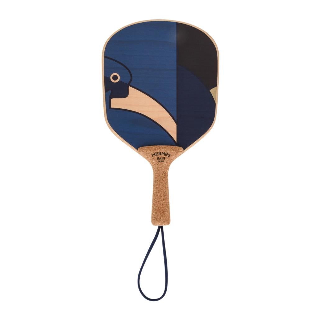 Guaranteed authentic Hermes Paddle Ball Set Jeux D'Animaux features Blue and Noir.
Ball is stamped Hermes. 
Charming gift idea.
Perfect for a fun beach game. 
Comes with signature Hermes box and sleepers.
New or Store Fresh Condition
final